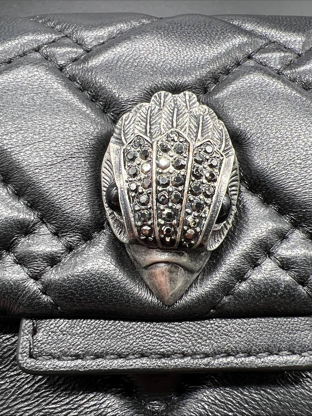 Kurt Geiger London Black Leather Kensington Mini Crossbody Eagle Head Chain Bag - Picture 3 of 12